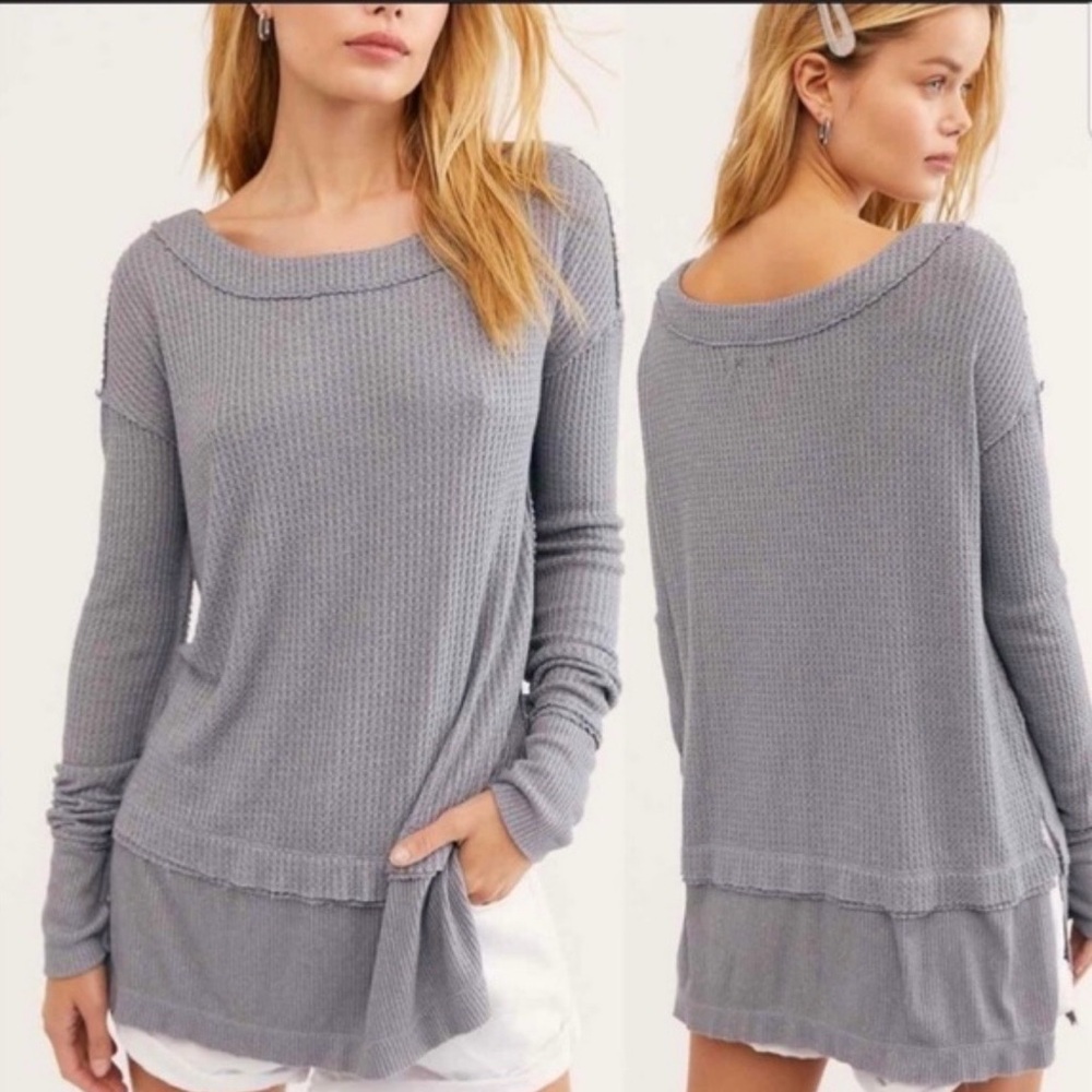 We The Free Free People North Shore Thermal In Storm Gray Size M - Picture 2 of 9